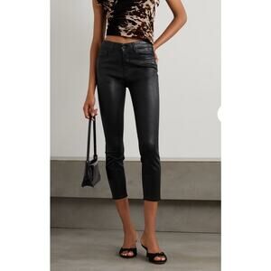 L'AGENCE Margot Coated Skinny High-Rise Jeans Black Sz 26 rocker chic night out